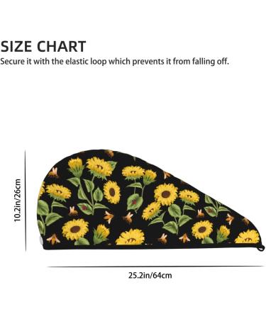 Bees & Sunflowers Microfiber Hair Towel - Soft Super Absorbent Coral Velvet Wrap for Long Curly Thick Hair - Quick Dry Cap for Women - Buy Online on GoSupps.com