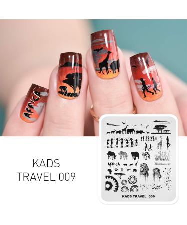 KADS Nail Art Stamping Plates Set Image Template Stencils Elephant Giraffe Lion Pattern with Stamping Plates Holder Case Organizer (TR009) - Buy Online on GoSupps.com