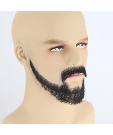 ZigZag Hair Face Beard Extension Human Hair Mustache Black Costume Fake Beard for Adults Men Realistic Makeup Lace Invisible False Beards (Beard6) - Buy Online on GoSupps.com