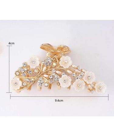 Vintage Metal Rhinestone Hair Claw with Imitation Pearl - Large Size Hair Clip for Women (Gold-A) - Buy Online on GoSupps.com