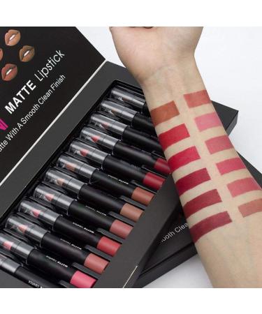 12-Piece Exquisite Gift Box Matte Lipstick Set | Waterproof Non-Stick Lip Gloss & Pencil Crayon Kits for Perfect Lips - Ideal for Gifts - Buy Online on GoSupps.com