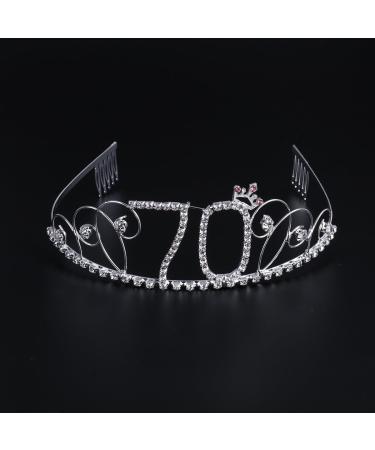 Frcolor Happy Birthday 70th Crystal Rhinestone Tiara Crown | Elegant 70th Birthday Party Accessory - Free International Shipping - Buy Online on GoSupps.com