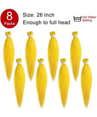 Xtrend 26 Inch EZ Braids 8Packs Yellow Pre-Stretched Easy Braiding Hair Extensions for Box Braids Hair Hot Water Setting Synthetic Fiber Hair Extensions Yellow# 26 Inch (Pack of 8) Yellow - Buy Online on GoSupps.com