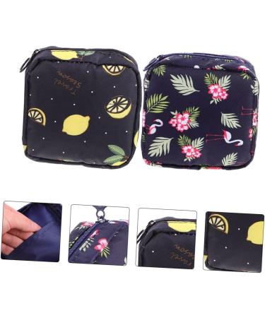 SECFOU 4pcs Sanitary Napkin Storage Bag Set - Mini Wallet for Women, Coin Purse, Cosmetic Bag - First Period Girls Sanitary Pad Holder - Navy - Buy Online on GoSupps.com