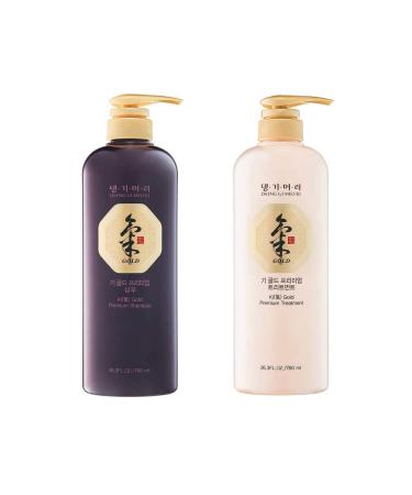 Daeng Gi Meo Ri - Ki Gold - Premium Shampoo + Treatment Set for Hair Loss, Thin Hair, Gray Hair Prevention and Treatment, Medicinal Herbal Shampoo, All Natural, Korea's No. 1 Hair Brand