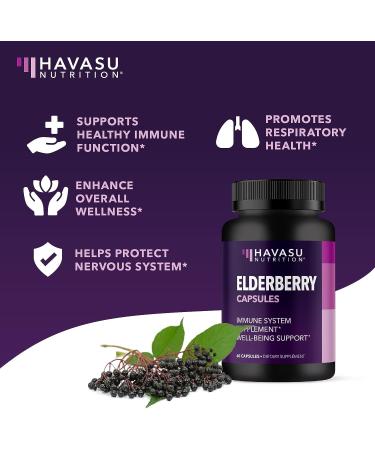 HAVASU NUTRITION Elderberry Capsules with Sambucus Nigra | Immune Support & Defense with Antioxidants - Buy Online on GoSupps.com