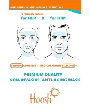 Hoosh Face Wrinkle Pads | 6 Pack Reusable Silicone Patches for Men & Women - Face Lift Mask for Neck, Forehead, Eyes, and Smile Lines Treatment - Buy Online on GoSupps.com