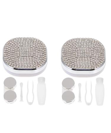 Ultechnovo 2 sentences care box for colored contact lenses contact lens container with mirror lentil care holder mini contact lens-travel set eye contact case cosmetics travel street stones crystal