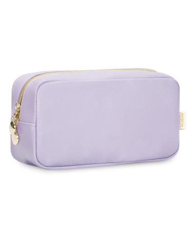 Wandering Nature Makeup Bag for Handbag Small Cosmetic Bag for Purse Travel Make Up Bag for Women with Slip-in Pockets Makeup Pouch Eco Vegan Leather Purple (Patent Pending) Purple M