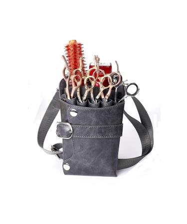 PU Leather Scissors Pouch - Grey | Hair Stylist Tools Bag for Salon & Barber | Waist/Shoulder Belt Holster - Buy Online on GoSupps.com