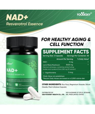 CareHaven NAD+ Resveratrol Essence Capsules - 5mg NAD+ & Lion's Mane Mushroom - Supports Healthy Cell Function & Daily Wellness - 60 Active Dietary Capsules (3PCS) - Buy Online on GoSupps.com