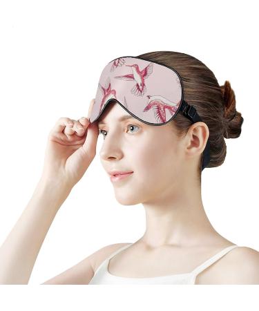 Pink Humming Birds Sleep Mask Eye Cover for Sleeping Blindfold with Adjustable Strap Blocks Light Night Travel Nap for Men Women - Buy Online on GoSupps.com