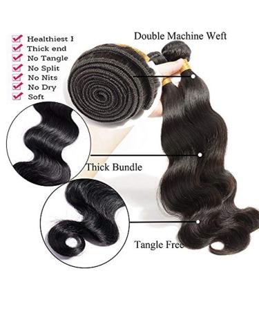 100% Unprocessed Brazilian Body Wave Hair Extensions - 22 Virgin Human Hair 3 Bundles - Natural Black - Buy Online on GoSupps.com