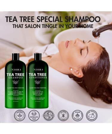 Sulfate-Free Tea Tree Shampoo & Conditioner Set - Dandruff Relief for All Ages - Thickening & Soothing Scalp Treatment - Buy Online on GoSupps.com