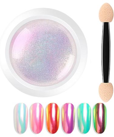 Gzmayuen Nail Powder Set - Pearl & Chameleon Glitter Holographic Chrome Mirror Finish | 2pcs - Buy Online on GoSupps.com