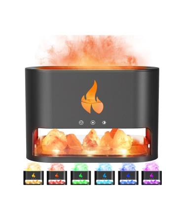 Volcano Diffuser - 250ml Essential Oil & Himalayan Salt Lamp Aromatherapy Diffuser with 7 Colors Light Timer & Auto-Off - Transform Your Space with The Warmth of a Bonfire 121 Black