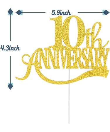 Tenhaisi Glittery Gold Happy 10th Anniversary Cake Topper Hello 10 Wedding Party Decorations Cheers to 10 Anniversary Birthday Party Supplies - Buy Online on GoSupps.com