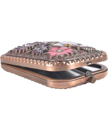 Nerien Women's Magnifying Vintage Foldable Butterfly Rose Flowers Purse Mirror | Portable Travel Mirror for Princess Style Enthusiasts - Buy Online on GoSupps.com