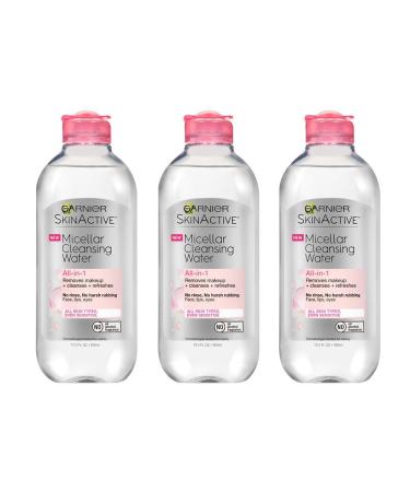 Garnier SkinActive Micellar Cleansing Water, For All Skin Types, 13.5 Fl Oz (Pack of 3) 3 Count 13.5 Fl Oz (Pack of 3)
