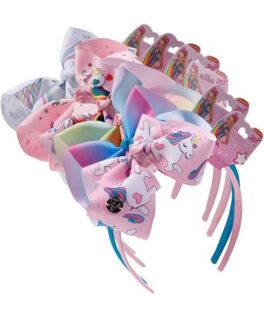 Rainbow Printed Hair Bow Hairband for Girls Boutique Handmade Headbands Kids Unicorn Ribbon Hair Accessories - Buy Online on GoSupps.com