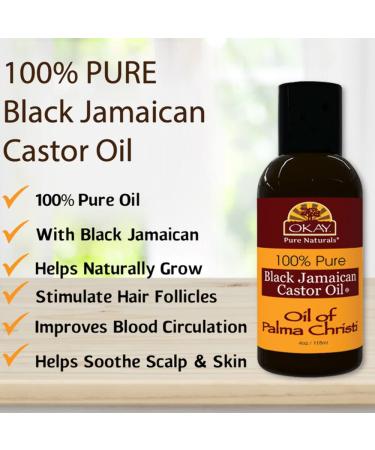 Okay Pure Naturals 100% Pure Black Jamaican Castor Oil 4 oz - Natural Hair & Skin Care - Buy Online on GoSupps.com