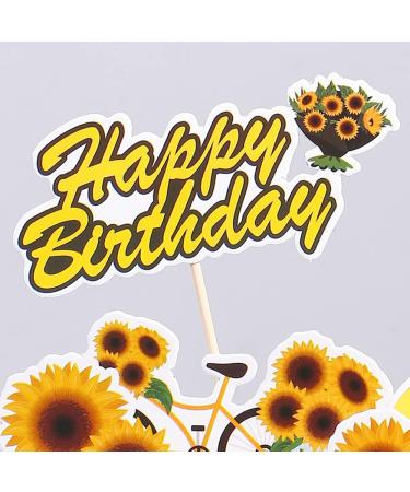 Sunflower Cake Decoration Flower Cake Toppers Picks Summer Happy Birthday Party Supplies for Birthday Cake Decorating Tools(Set of 7) - Buy Online on GoSupps.com