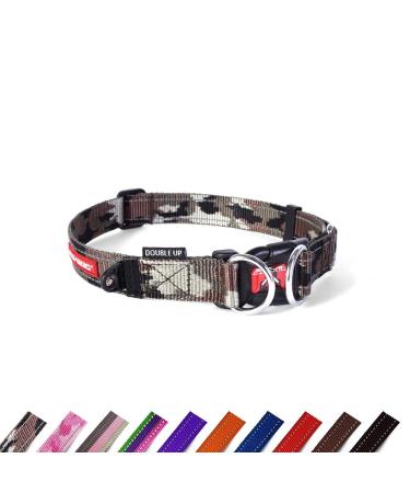 EZYDOG Double Up Dog Collar | Dog Collar Small Medium Large Dogs Reflective Dog Collar Supreme Comfort Soft Neoprene Material Strong Nylon Webbing (Medium Camo) Medium (29cm - 40cm) Green Camouflage