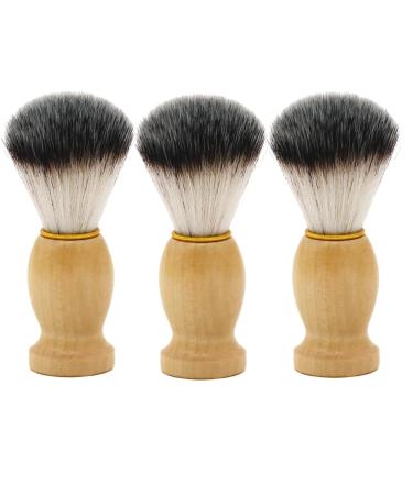 Shaving Brushes for Men 3 Pack Travel Shaving Brush Vegan Wood Handle Synthetic Hand Crafted Face Cleaning Tool Father's Day Gifts Shaving Brush