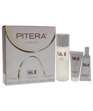 SK-II Pitera Aura Kit - Unisex Facial Treatment Essence & Cleanser Set | 3 Pc Multicoloured | International Shipping - Buy Online on GoSupps.com