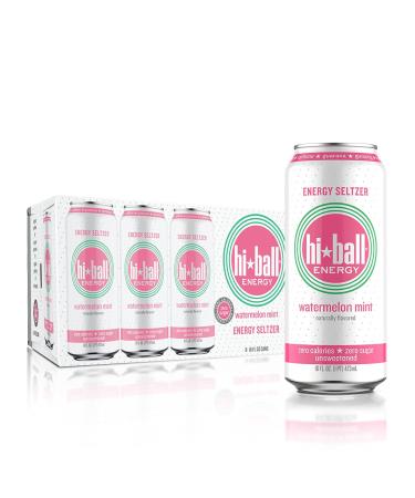 Hiball Energy Seltzer Water, Caffeinated Sparkling Water Made with Vitamin B12 and Vitamin B6, Sugar Free (8 pack of 16 Fl Oz), Watermelon
