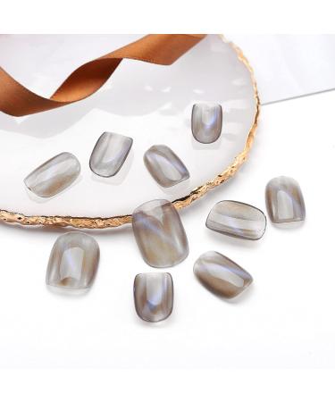 Sethexy Short Blue Cat Eye False Fingernails - 24 Adhesive Acrylic Nail Tips for Women & Girls - Buy Online on GoSupps.com