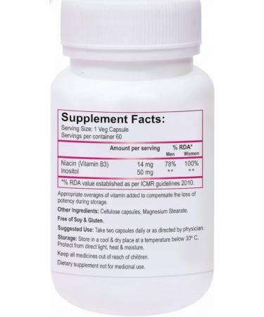 Niacin 14mg Vitamin B3 with Inositol 50mg Supplement - 60 Veg Capsules - Buy Online on GoSupps.com