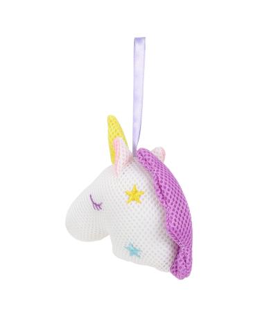 Housoutil Unicorn Bath Unicorn Mesh Shower Balls Baby Cleaning Toys Bath Toys for Kids Bath Sponge Kids Baby Loofah Bath Sponge Bath Mesh Ball Pouf Pillow Bubble Net Travel Cartoon White