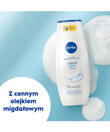 NIVEA Creme Soft Nourishing Shower Gel with Almond Oil Gentle Cream Cleansing Body Wash 500 ml (16.9 oz) Silky Soft Foam for Smooth & Hydrated Skin - Buy Online on GoSupps.com