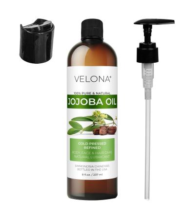 Velona Jojoba Oil 8 fl oz | 100% Pure & Natural Carrier Oil for Face Hair Body | Cold Pressed & Refined Moisturizer - Shop Now - Buy Online on GoSupps.com