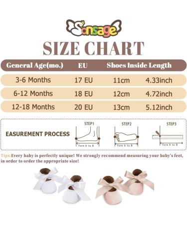 Sonsage Infant Baby Girls Bowknot Mary Jane Soft Anti-Slip Walking Flats - White (0-6 Months) - Buy Online on GoSupps.com
