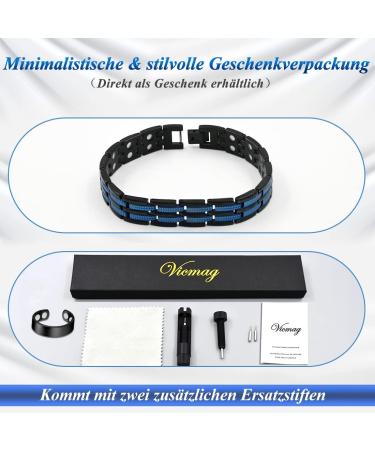 Vicmag Magnetic Bracelet for Men - Titanium Steel Double Row Adjustable Magnet Bracelet (Wheat Black Blue) - Stylish & Durable - Buy Online on GoSupps.com