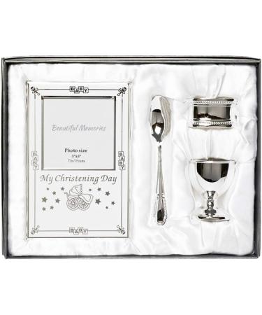 Silver Plated Christening Day Gift Set - 4-Piece in Presentation Box - Buy Online on GoSupps.com