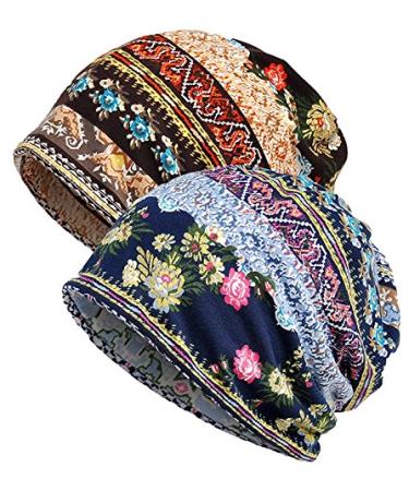 XYIYI Womens Chemo Headwear Hats Cotton Slouchy Beanie Cap Scarf Multicolor