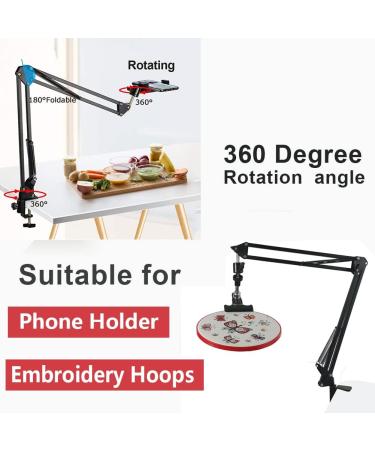 Adjustable Embroidery Hoop Holder Stand | Metal Folding Cross Stitch Stand with 360 Spin Knob | Phone Holder Compatible - Buy Online on GoSupps.com