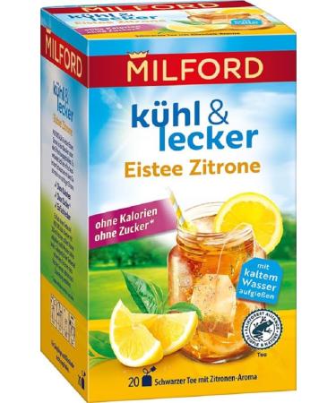 Milford cool & delicious iced lemon |Without calories |Without sugar |Lactose -free |Gluten -free |Vegan |20 tea bags |50 g iced lemon 20 tea bags - Buy Online on GoSupps.com