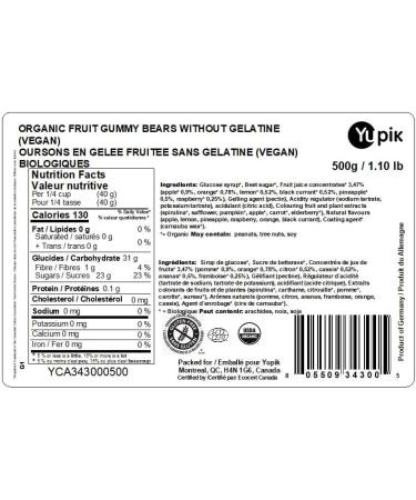 Yupik Organic Fruit Gummy Bears Gelatin-Free Gummies 500 g Gluten-Free Vegan Non-GMO Natural Colors & Flavors Made From Fruit Juice Sweet Candy Delicious Snack Ideal for Gifting & Holidays 500 g (Pack of 1) - Buy Online on GoSupps.com