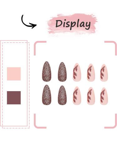 24Pcs Almond Matte Red Press on False Nails with Leaves Designs - Stiletto French Tips Autumn Fake Nails - Buy Online on GoSupps.com