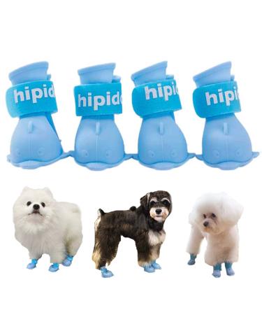 Yeduzyn 4Pcs Waterproof Dog Boots Dog Shoes Booties for Snow and Rain Teddy Pomeranian Bichon Small Dogs (Blue, Medium) Blue Medium