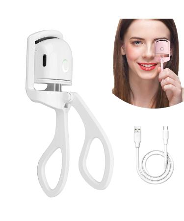 Eyelash Curler USB Rechargeable Electric Eyelash Curler Electric Eyelash Curler with 2 Temperature Settings Professional Eyelash Curler for Long Lasting Natural Curling (White)