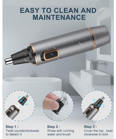 NUMIFUN Ear and Nose Hair Trimmer - 2023 Professional Painless Rechargeable Trimmer for Men and Women | Dual Edge Blades, Powerful Motor, IPX7 Waterproof - Grey - Buy Online on GoSupps.com