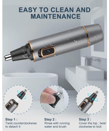 Painless Nose Hair Trimmer for Men 2023 | Dual Edge Blades, Waterproof & Powerful Motor | Grey Gold - Buy Online on GoSupps.com