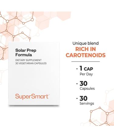 Supersmart Solar Prep Formula (Advanced Formula) - with Beta Carotene Biotin - Skin Supplement | Gluten Free & Vegetarian Friendly - 30 Capsules - Buy Online on GoSupps.com