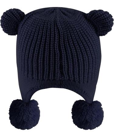 KAKU NANU Toddler Winter Hat with Double Pom Pom | Fleece Lined Beanie for Baby Boys and Girls | 6-12 Months | Dark Blue - Buy Online on GoSupps.com