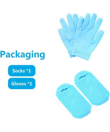 Pinkiou Moisturising Gel Socks & Gloves Set - Hydrating Treatment for Cracked Hands and Feet (Blue) - Buy Online on GoSupps.com